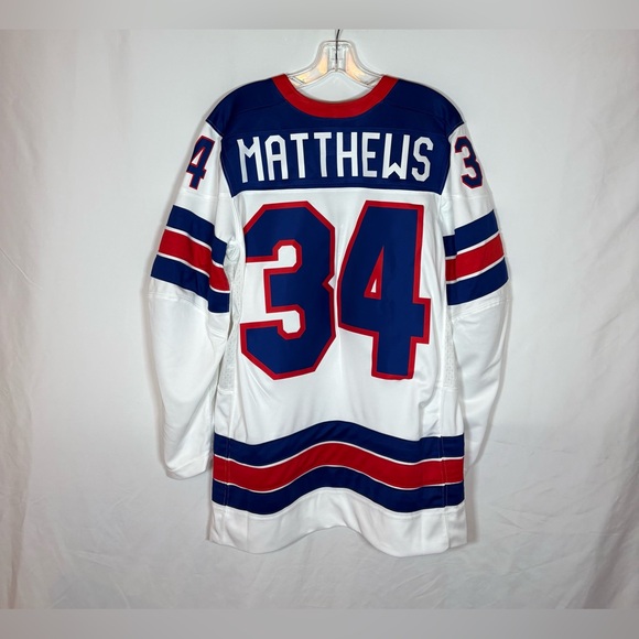 Nike Team USA Hockey #34 Mathews 2026 Winter Olympics Milano Away Jersey White S - Picture 2 of 9